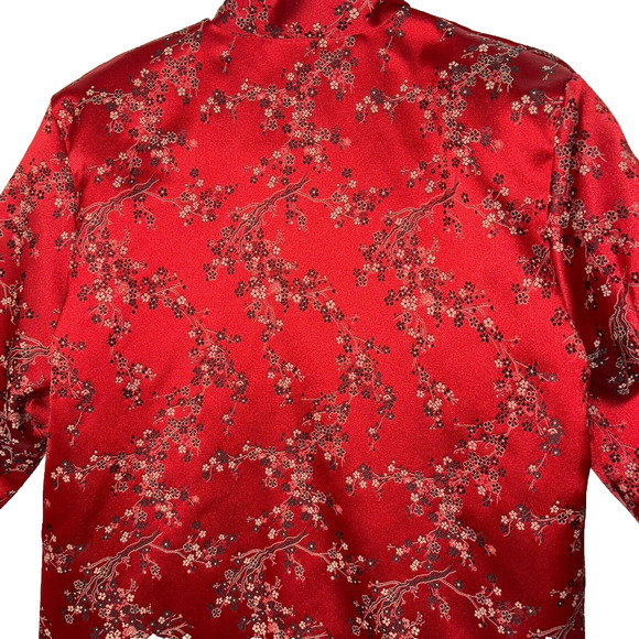 Vtg 80s Saks Ruth Norman NY Womens Jacket Size Med Asian Cheongsam Style Red USA - Picture 12 of 15